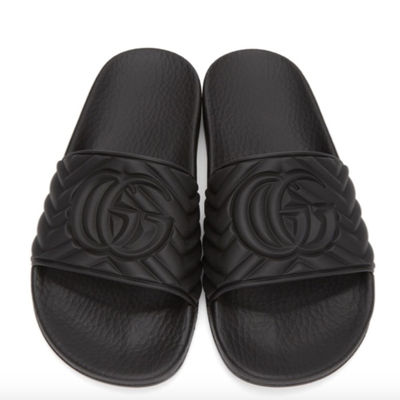 GUCCI Black Matelassé Slides - Picture 2 of 5